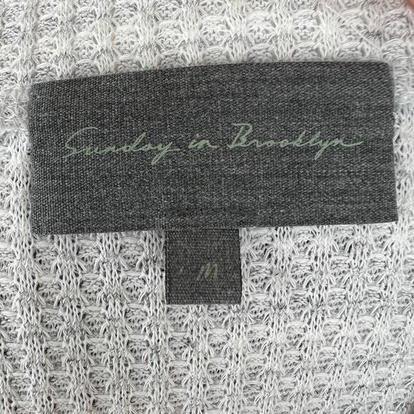 SUNDAY IN BROOKLYN Gray Waffle Knit V-Neck Button Front Pullover Sweater Size M - Picture 9 of 11